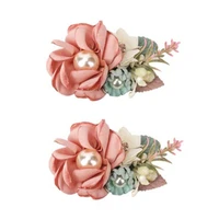 2 pcs cute new sweet princess simulation flower hair clip kids hairpin pearl childrens hairpin baby girl accessories wholesale
