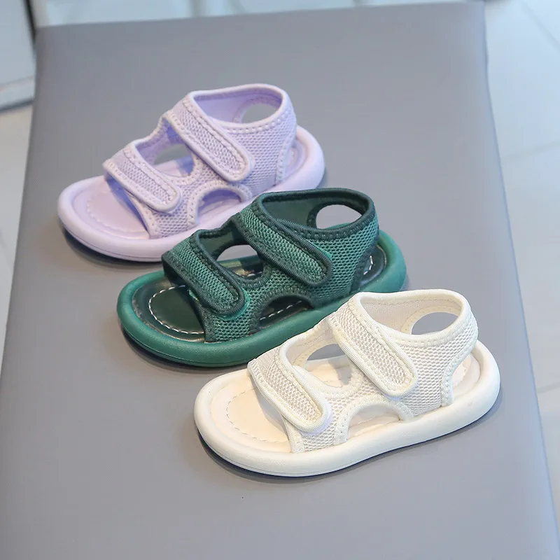 

Детские сандалии, Новинка лета 2023, пляжная обувь для мальчиков, дышащая нескользящая обувь для девочек с открытым носком, корейская детская обувь на мягкой подошве