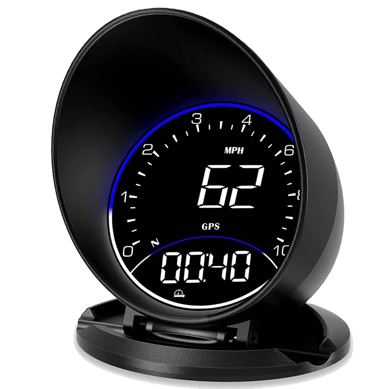 

Автомобильный HUD-дисплей с GPS-индикатором скорости миль/ч, цифровой GPS-датчик скорости, компас направления движения, сигнализация превышения...