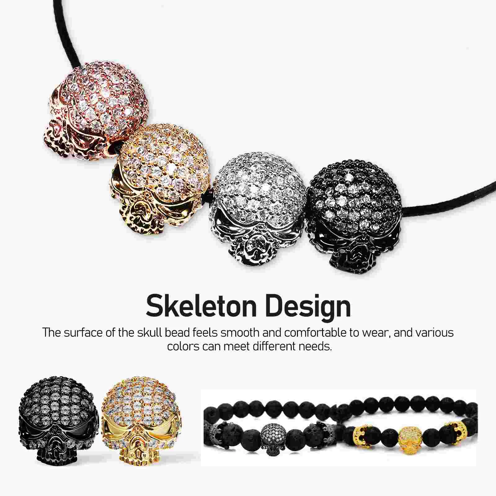 

4 Pcs Rose Gold Decor Charms Beads Head Adornment Halloween Metal