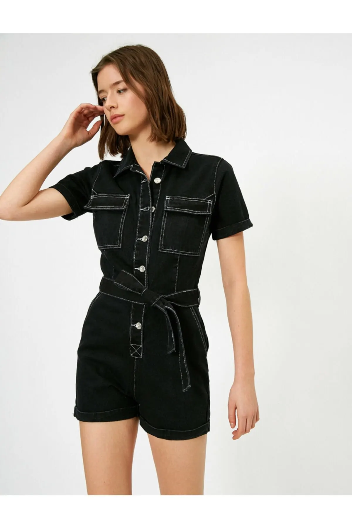 

Женский комбинезон на пуговице, Модный Стильный комбинезон из качественной ткани без рукавов, мешковатые брюки, повседневный комбинезон