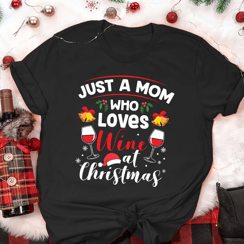 

Женская винтажная одежда «просто мама, которая любит вино на Рождество»