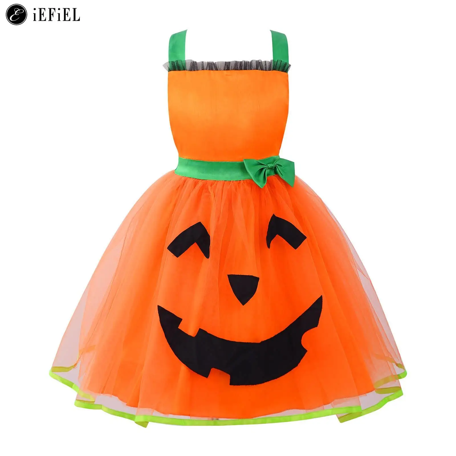 

Kids Girls Halloween Pumpkin Boo Tutu Dress Ghost Costume Princess Pageant Birthday Party Tulle Gown Cosplay Fancy Dress up