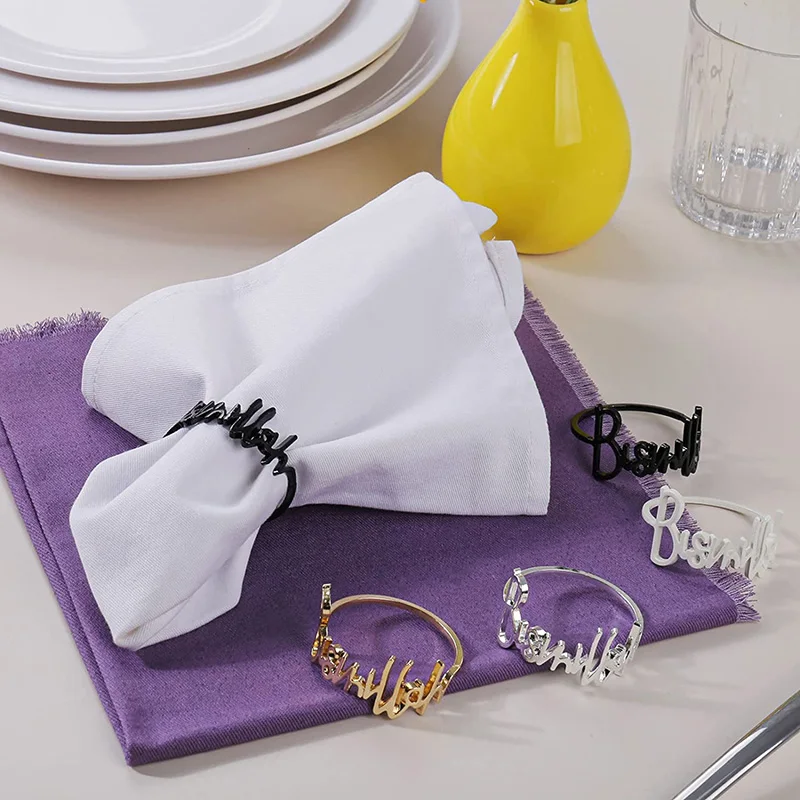 

2pcs Bismillah Napkin Rings Eid Mubarak Muslim Islamic Ramadan Kareem Suhoor Iftar dinner Table decoration Housewarming gift