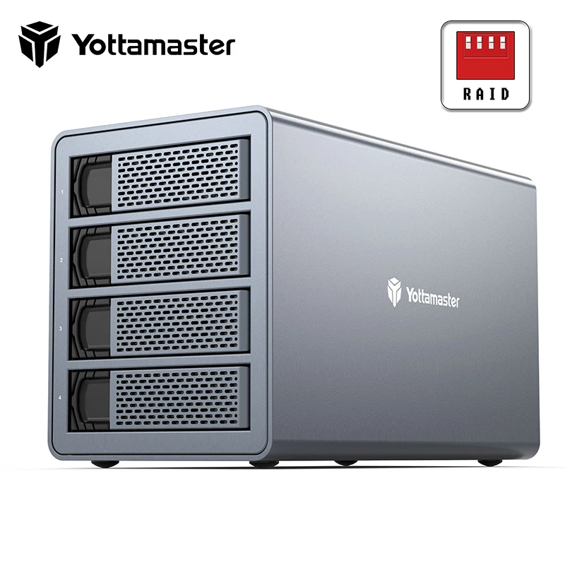 

Корпус внешнего жесткого диска Yottamaster 4 Bay 2,5 дюйма 3,5 дюйма USB3.0 64 ТБ с функцией RAID для жесткого диска расширения NAS
