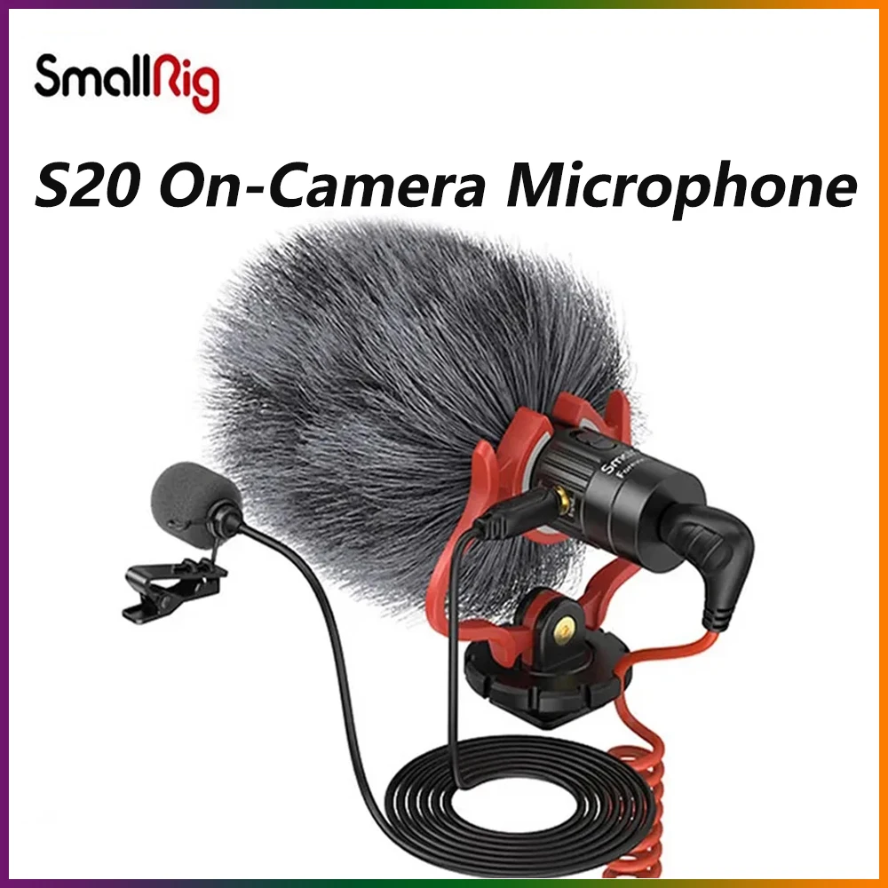 

SmallRig S20 On-Camera Microphone with Shock Mount Video Microphone Stereo Mic for DSLR Cameras for iPhone and Smartphones 3468