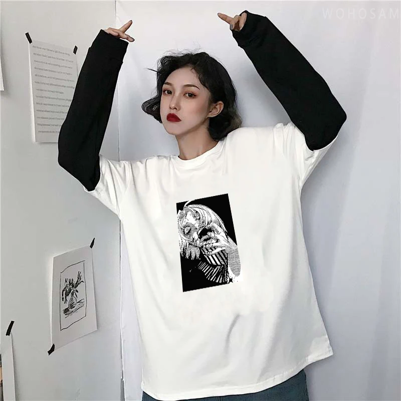 Футболка мужская с длинным рукавом Готическая уличная одежда рисунком аниме