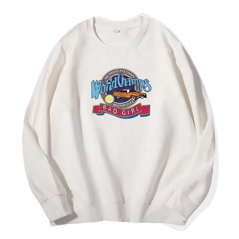 

Women Clothes Fashion Pullover Retro Car Print Sweatshirt Girl Pure Cotton Hoodies Long Sleeve Tops Streetwear