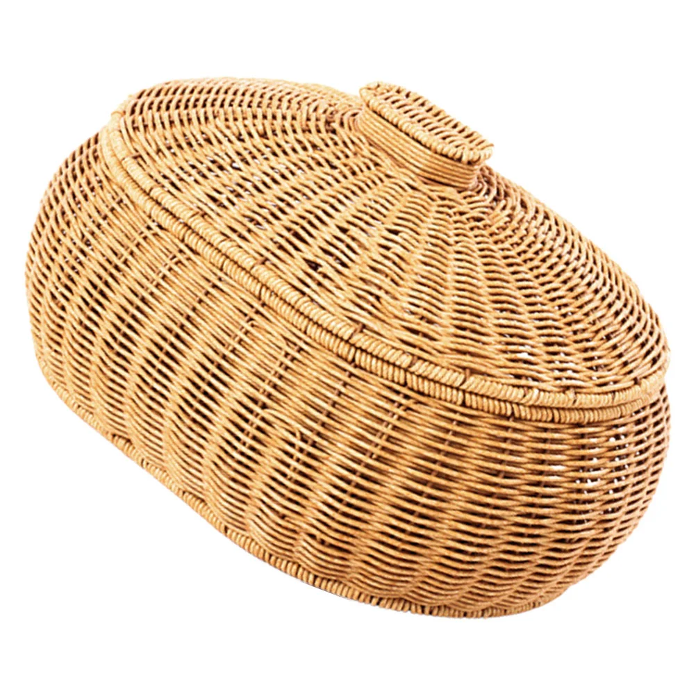 

Rustic Woven Basket Rattan Woven Storage Holder Desktop Storage Container for Egg Fruit Bread
