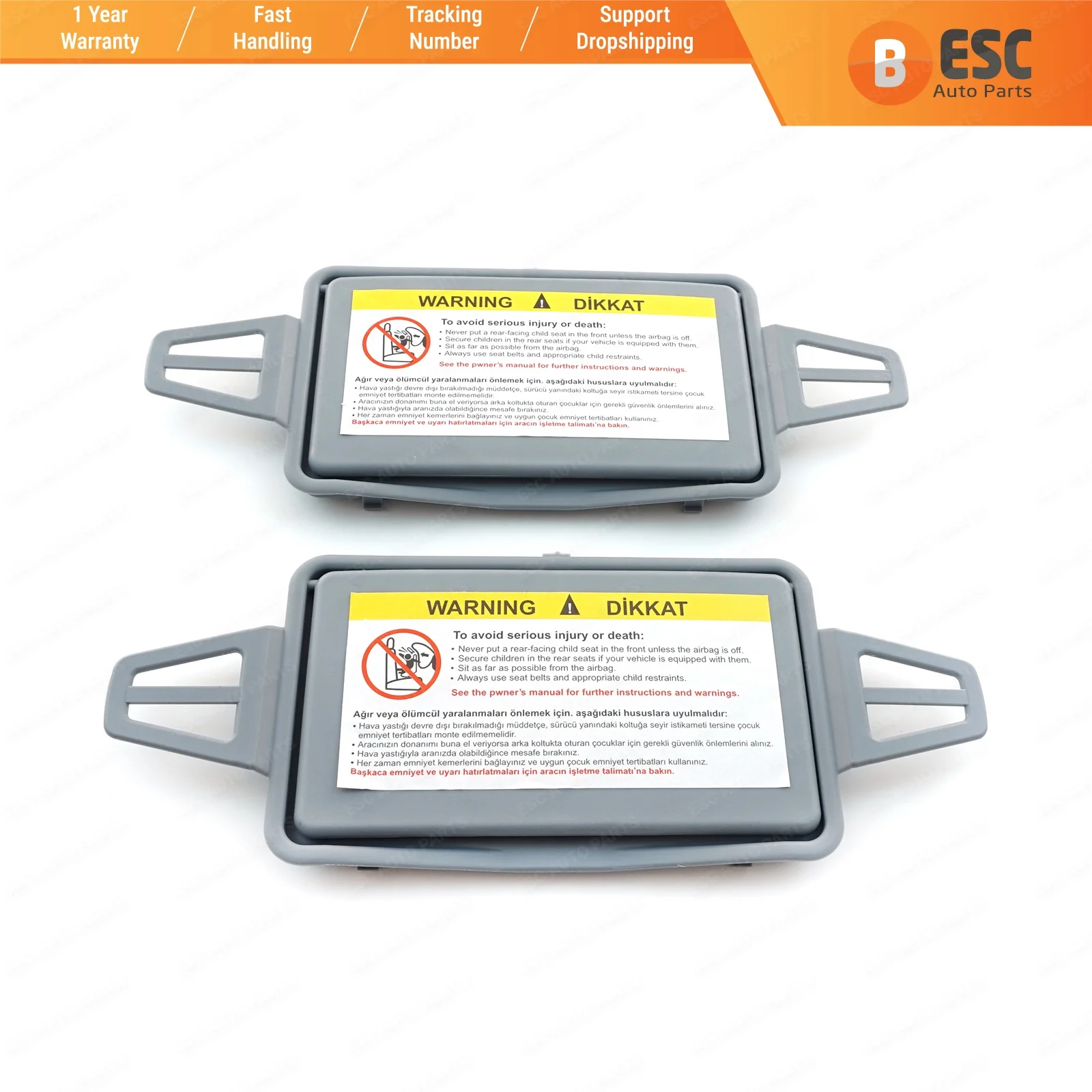 

ESC EDP182 2 Pieces Sun Shade Visor Makeup Cosmetic Mirror Cover GRAY 2108102510 For Mercedes W211 Left And Right