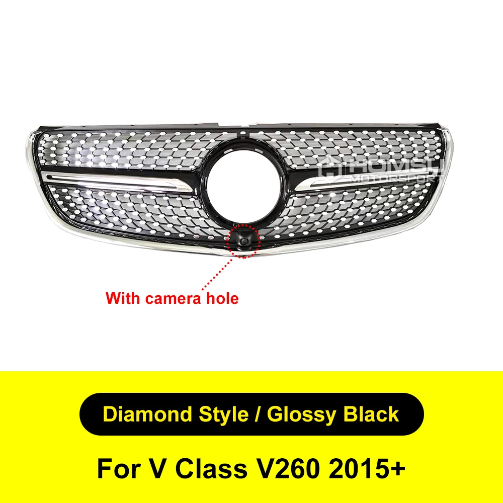 

2015-2019 V-образная решетка переднего бампера для VITO/V Class W447 Алмазная решетка для Mercedes-Benz V220 V260 V250 Алмазная решетка