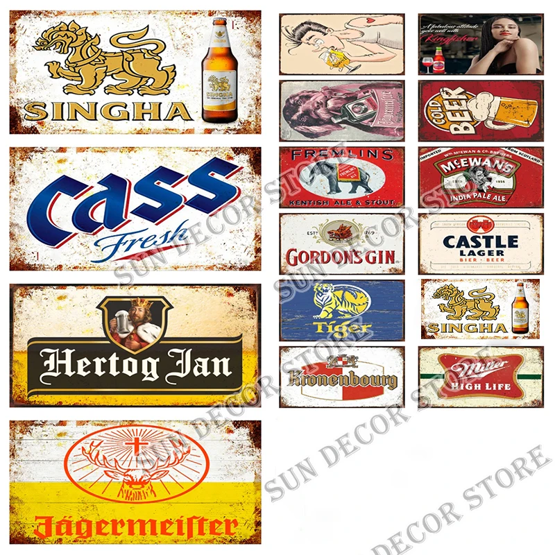

Hertog Jan Cass SINGHA Beer Car License Retro Metal Sign Plaque Bar Room Man Cave Club Wall Decor Plate 6x12Inch C-518