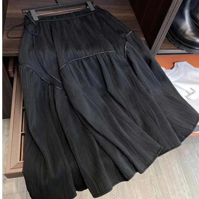 Skirt Autumn and Winter High Waist Lace-up Character New Style Large Swing Half-length Skirt Character Female