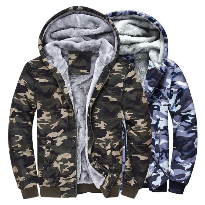 

Men Winter Coat Camouflage Thicken Hooded Highly Warm Fleece Casual Hooded Jacket Men Parka Coat 2023 New Thickened warm sweater