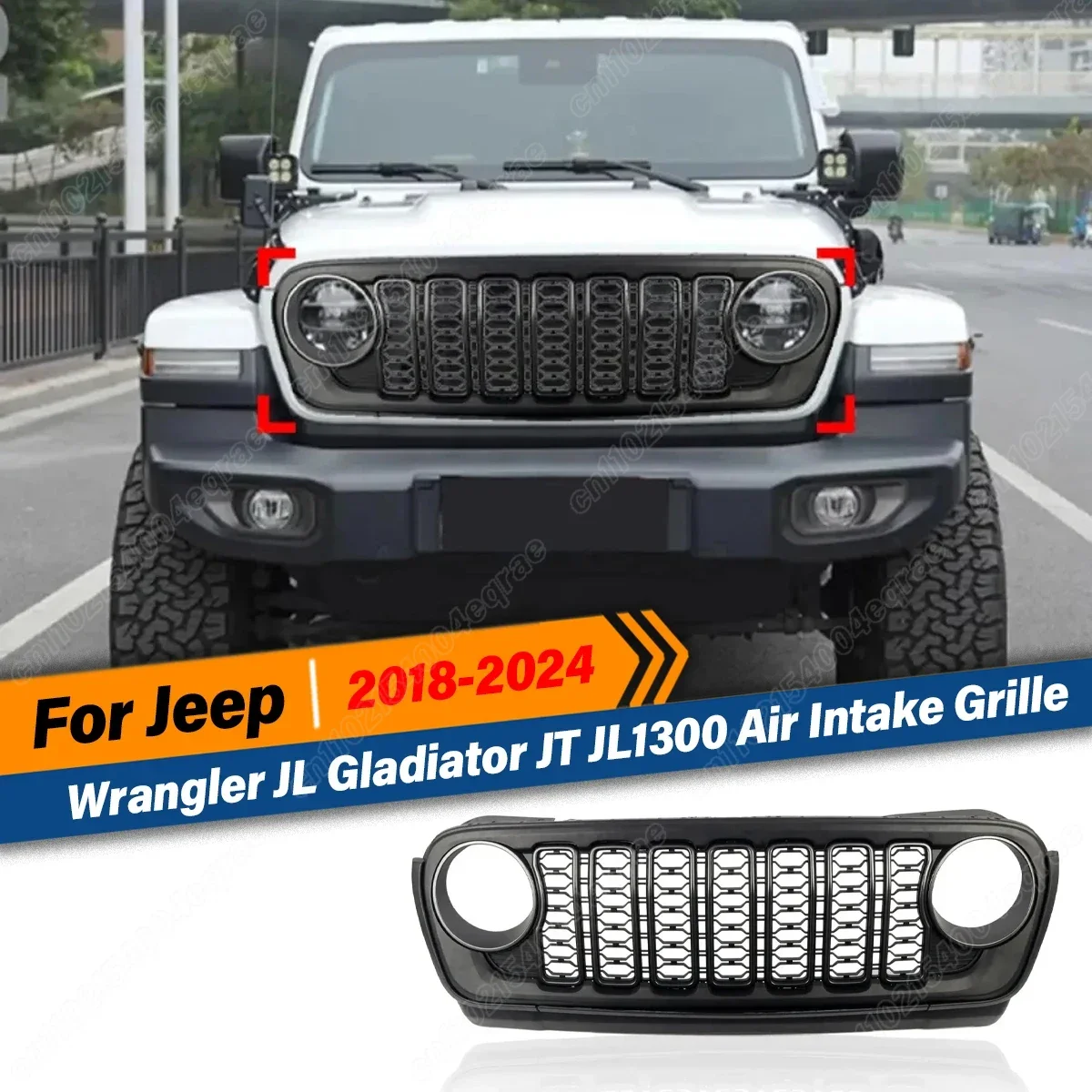 Фото Передняя гоночная решетка воздухозаборника в стиле 20-летия для Jeep Wrangler JL Gladiator JT JL1300 2018 2019 2020 2021 2022 2023 2024 №1