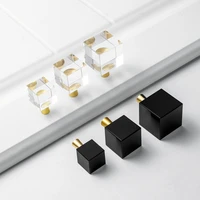 transparent black handles for furniture crystal kitchen cabinet knob square wardrobe dressing table cupboard pulls hardware