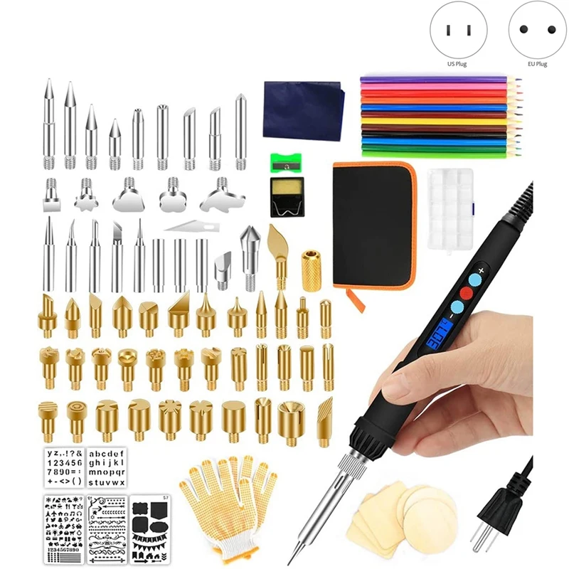 

Wood Burning Tool Set DIY LCD Display Burner Adjustable Temperature for Embossing Carving Welding Tip
