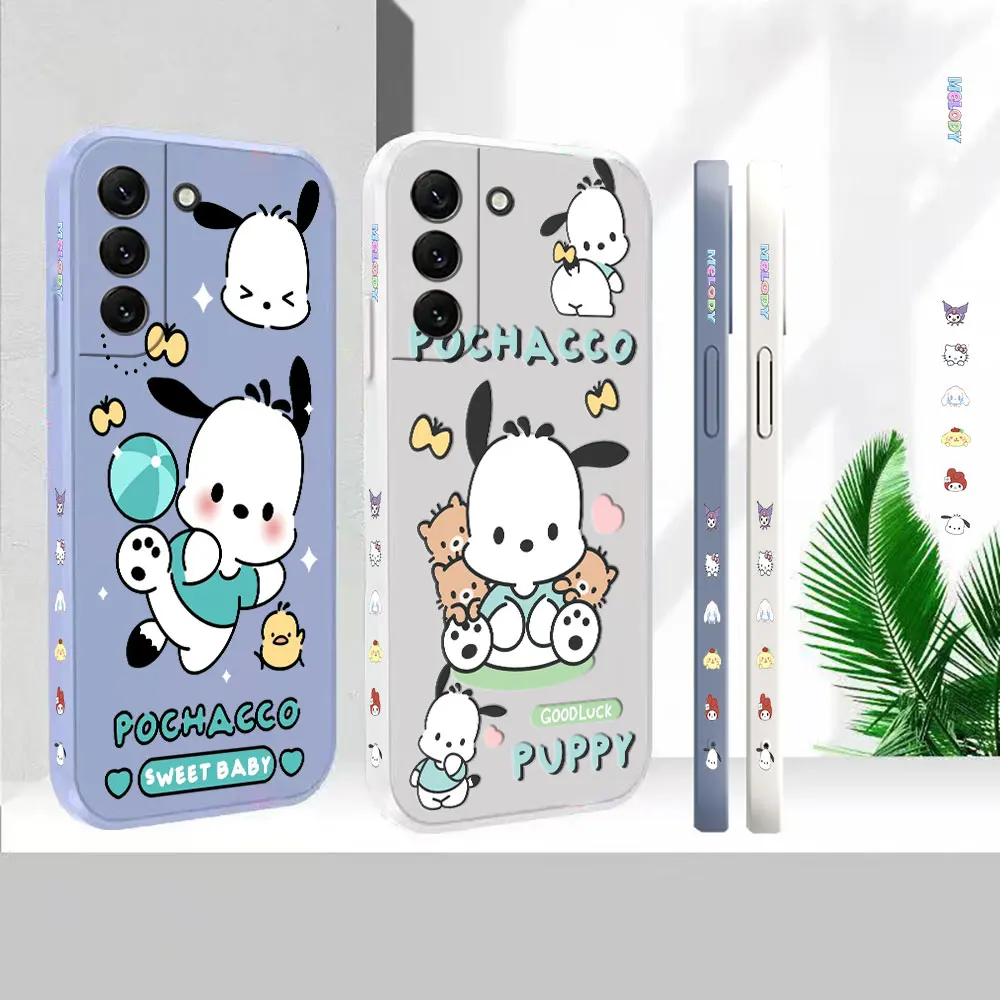 

Cartoon Pochacco Case For Samsung Galaxy S23 S22 S21 S20 FE Ultra 5G S11 S11E S10 S10E S9 Plus Liquid Silicone Case Cover Funda