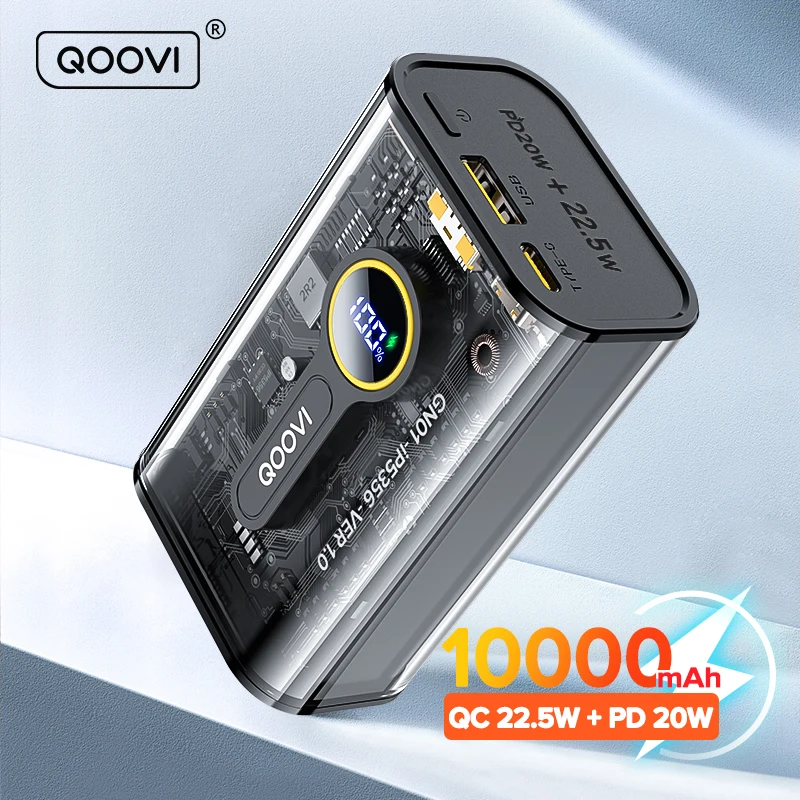 QOOVI PD 20W Power Bank 10000mAh Portable Fast Charging Poverbank Mobile Phone External Battery Powerbank For iPhone 14 Xiaomi