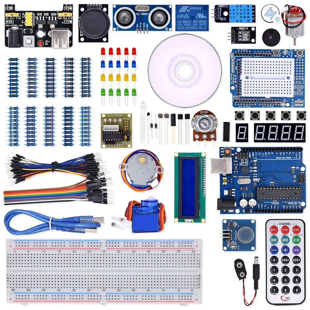 

Для Arduino R3 стартовый комплект официальная материнская плата с курсом CD реле R3 плата Jumper SG90 сервопривод модуль джойстика для начинающих