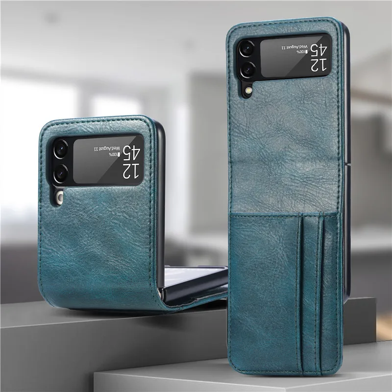 

Нескользящий складной чехол для телефона с карманом для карт для Samsung Galaxy Z, флип-чехол для 4 дюймов, флип-чехол для Flip3 Flip4, кожаный чехол-кошелек с полным покрытием для 3