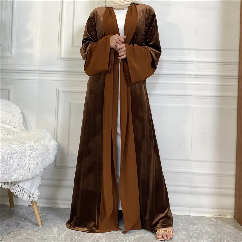 Kimono Sleeve Casual Robe Thick Velvet Cardigan Dress Islamic Clothing Muslim Abaya Kaftan Dubai Party Gown African Clothes