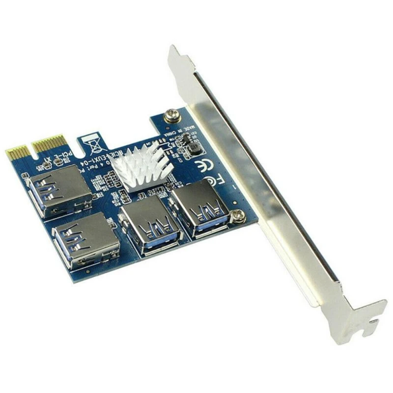 

PCI Express Multiplier Riser Card, 1 to 4 PCI-Express 16X Slots Riser Card PCI-E 1X to External for BTC Mining Device