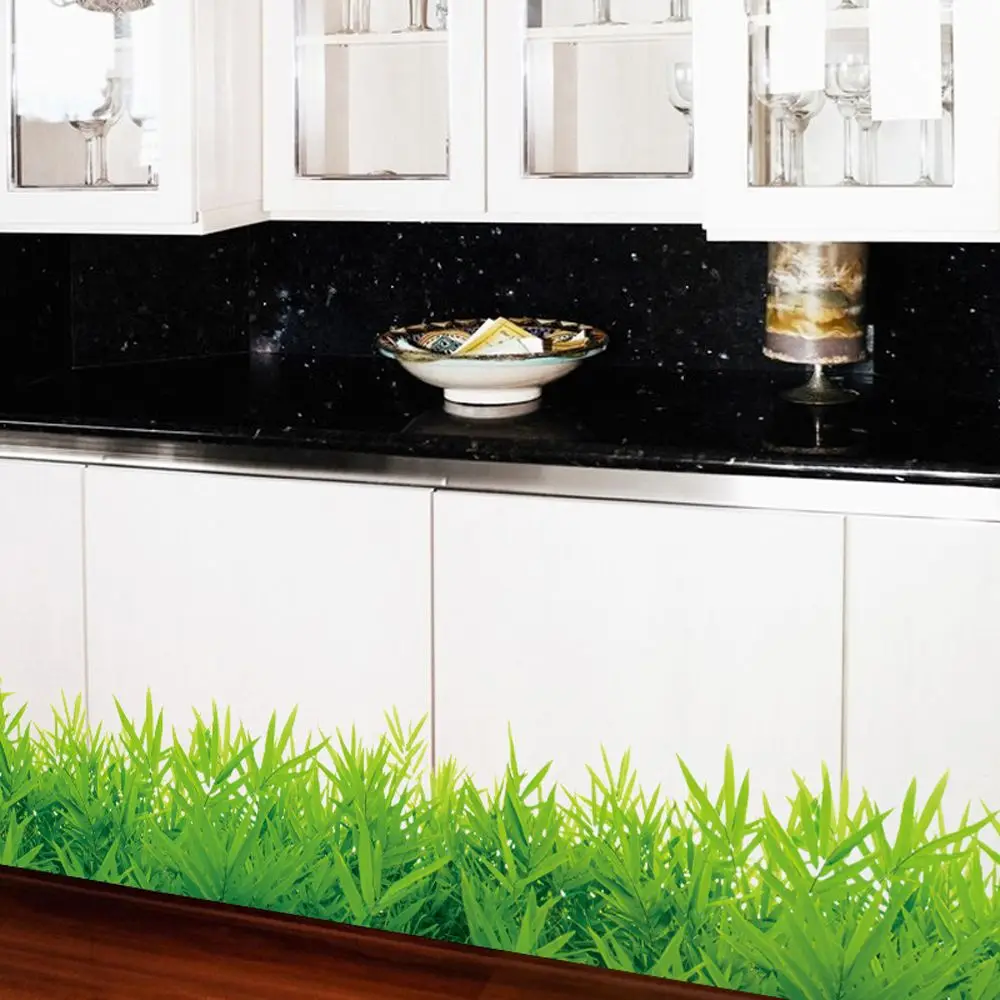 

3D Fresh Green Grass Wall Stickers Baseboard PVC Skirting Kids Living Room Bedroom Bathroom Kitchen Nursery Balcony Home Decor