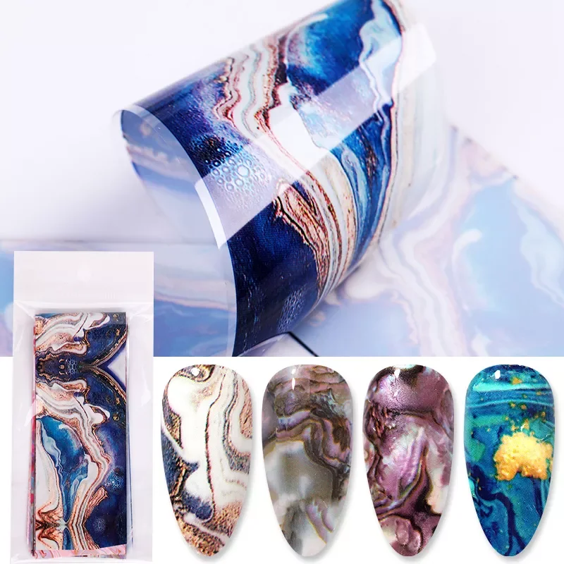 

10 Sheets Nail Transfer Foil Marble Nail Art Stickers Retro Pattern Nail Art Decals DIY Nails Accessories 4*100cm