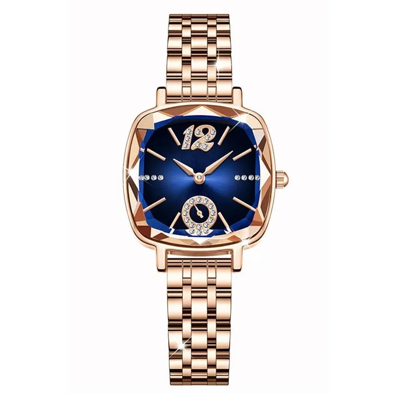 High Quality Cut Glass Square Dial With Diamond Inlaid Waterproof Women's Watch, A Great Gift For Elites