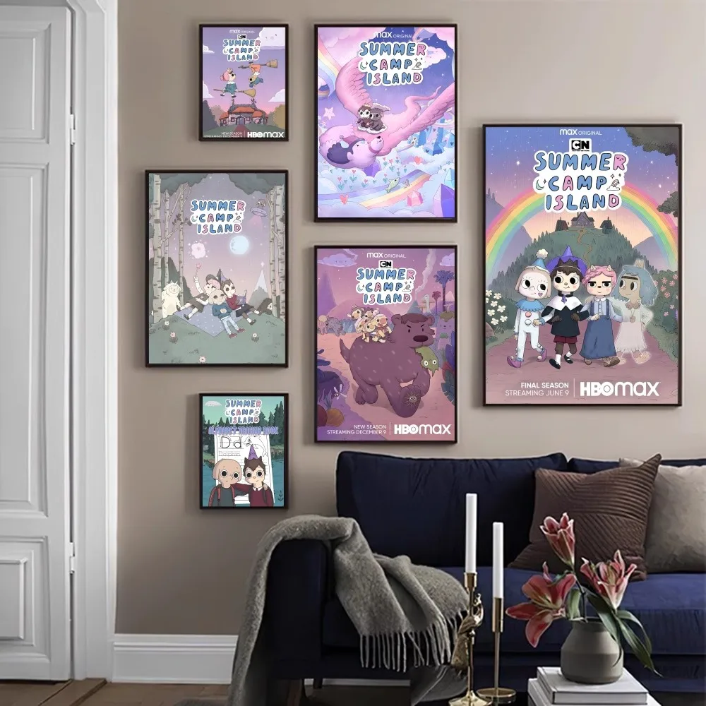 Постер летний лагерь остров клейкий HD качество настенные художественные Ретро