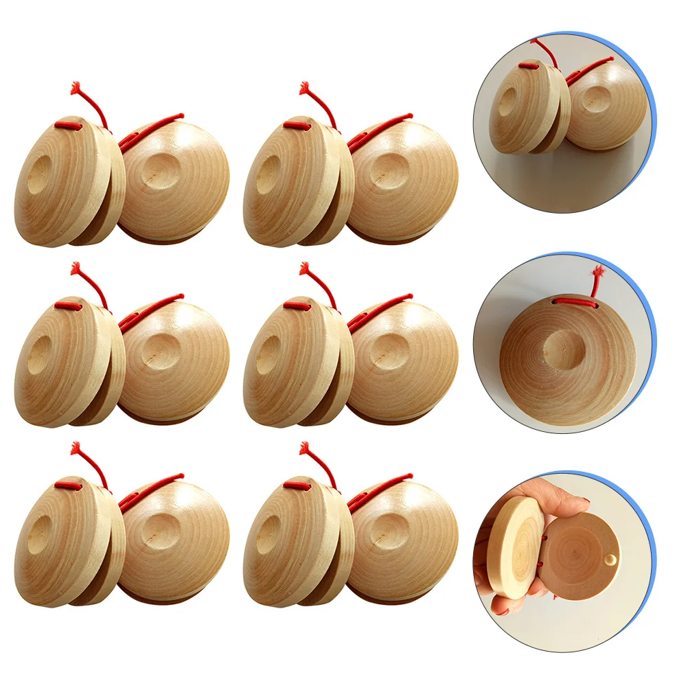 

12pcs Wooden Orff Castanets Musical Finger Castanets Funny Percussion