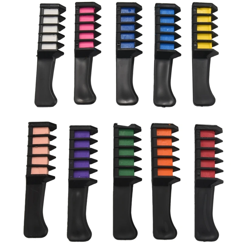 

Мелки для волос 10 цветов для девочек, подарок на день рождения, меловая расческа временной яркой расцветки для девочек, детская вечеринка на...