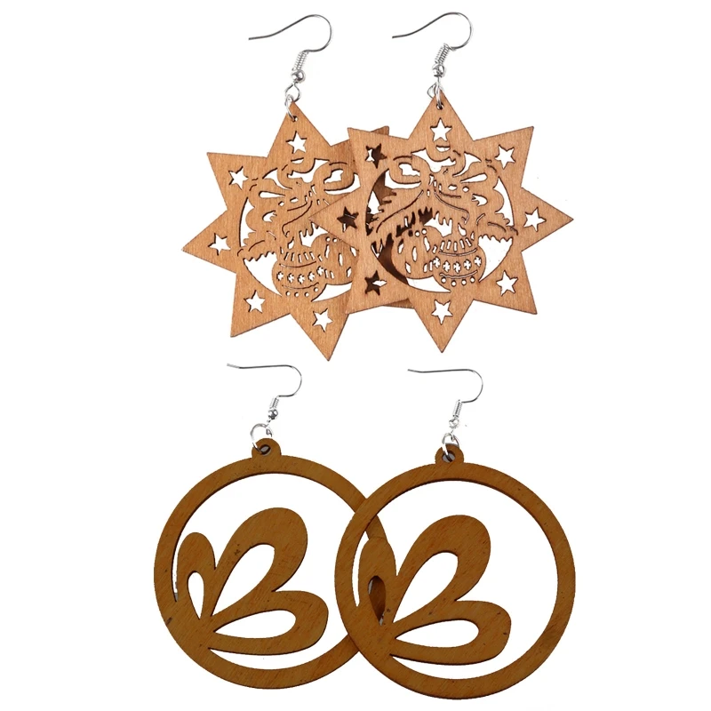 12 пар новые деревянные серьги-капли висячие серьги из полого дерева легкие в