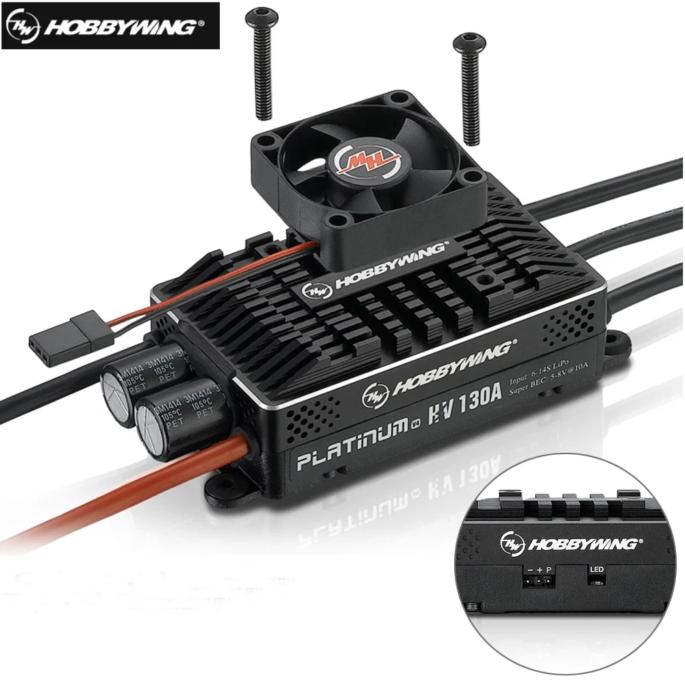 Фото Бесколлекторный регулятор скорости Hobbywing Platinum HV 130A SBEC V4 (без BEC) и 130A OPTO V4 (без BEC) для радиоуправляемых дронов, вертолетов и самолетов №1