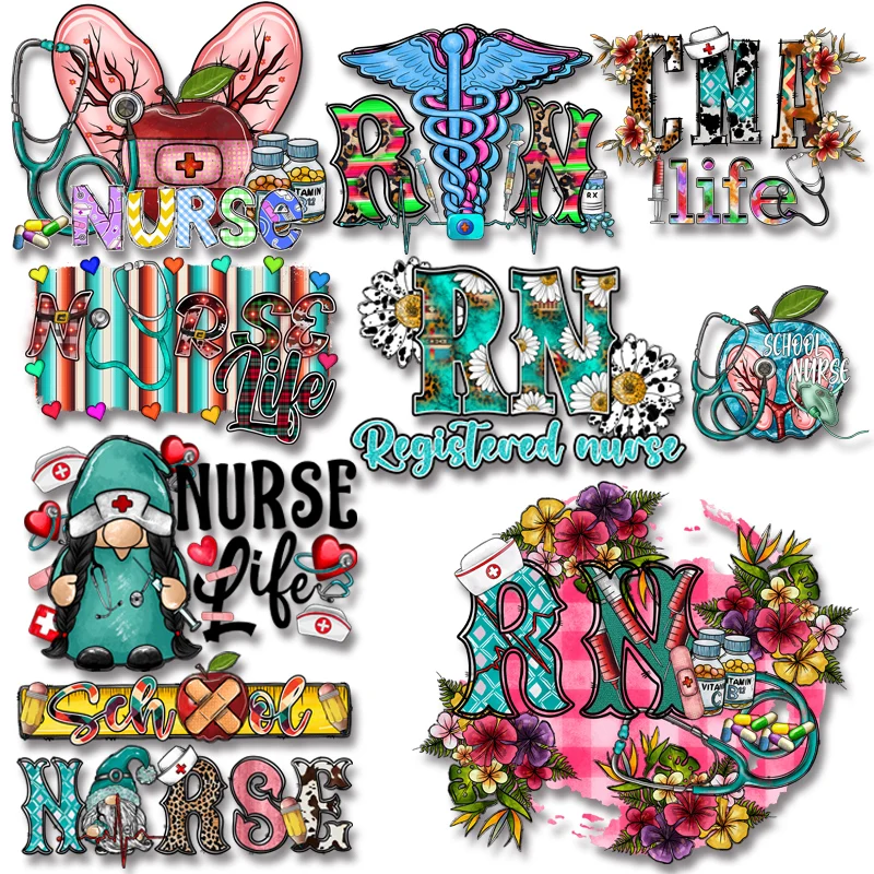 

Nurse Life Stickers For Clothes Iron on transfers Heat transfers Stickers Patches on Jackets T-shirts