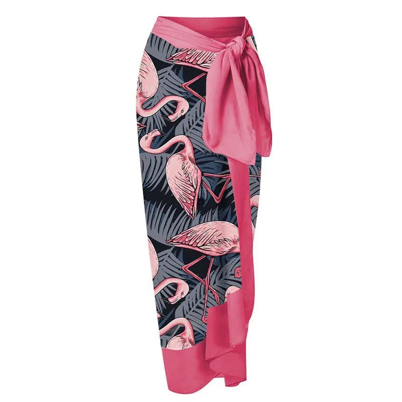 Flamingo Print One Piece Swimsuit Bikini Woman Swimwear Maxi Wrap Skirts Vintage Holiday Designers Bathing Suit Beach Cover Up