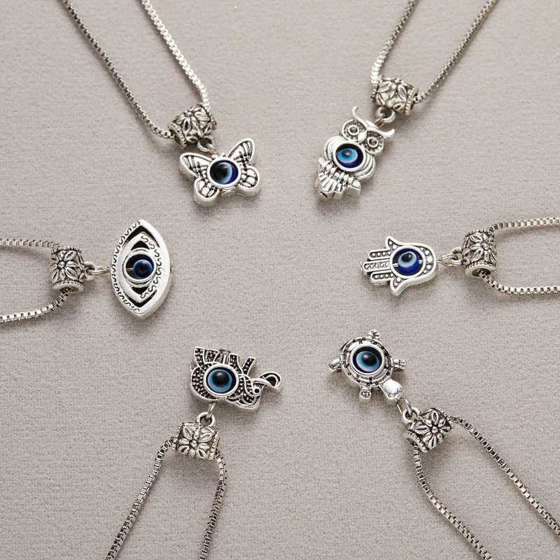 

2022 Blue Evil Eye Pendant Necklace for Women Fashion Turtle Lucky Chain Necklaces Friendship Couple Choker Clavicle Chain