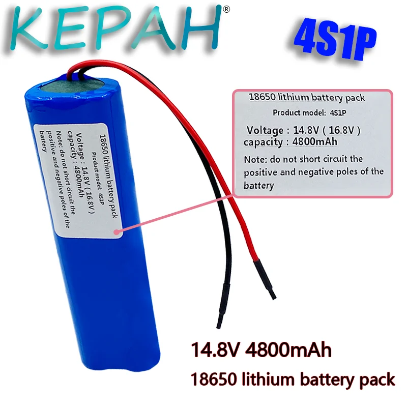 

Lithium 14.8V 4800mAh Battery 14.8V-16.8V 4S1P 18650 4800mAh with PCB18650 with lead wires