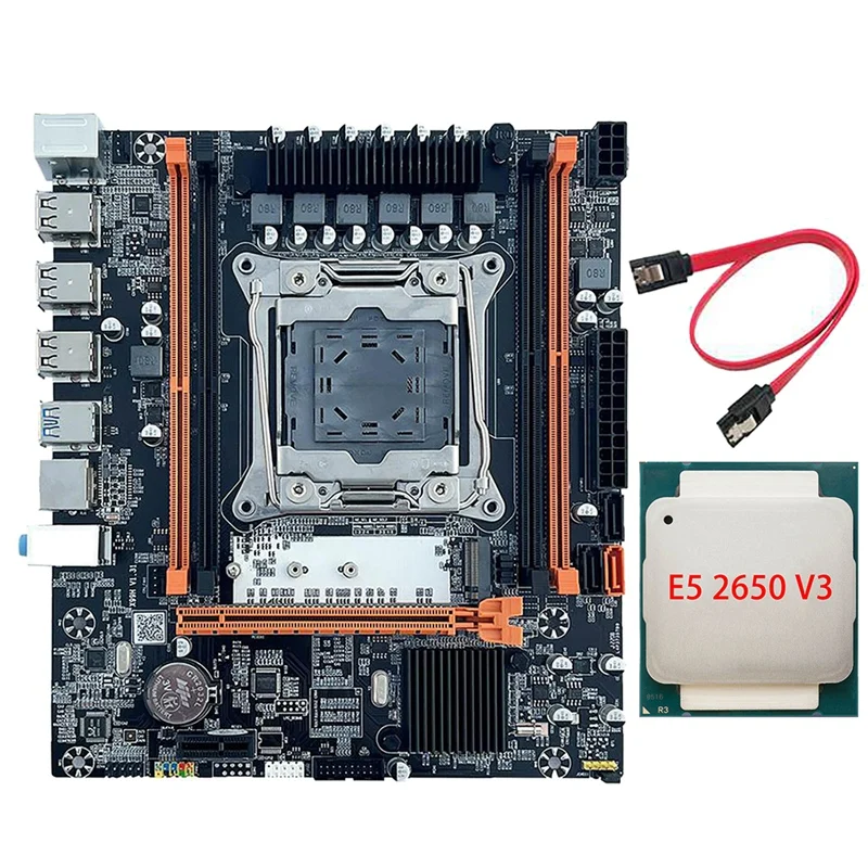 

X99 Motherboard With E5 2650V3 CPU+SATA Cable B85 LGA2011-3 4X DDR4 REG ECC Memory M.2 PCIE SATA3.0 Desktop Motherboard
