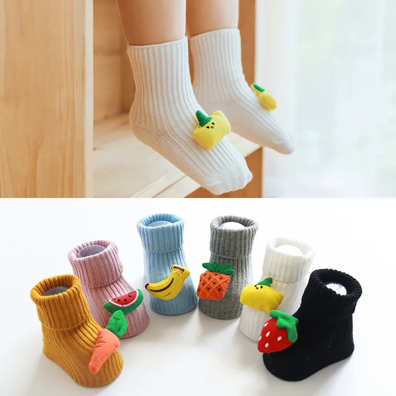 Носки для новорожденных девочек, нескользящие носки для маленьких девочек и мальчиков, осенне-зимние Мультяшные Детские аксессуары для дет...