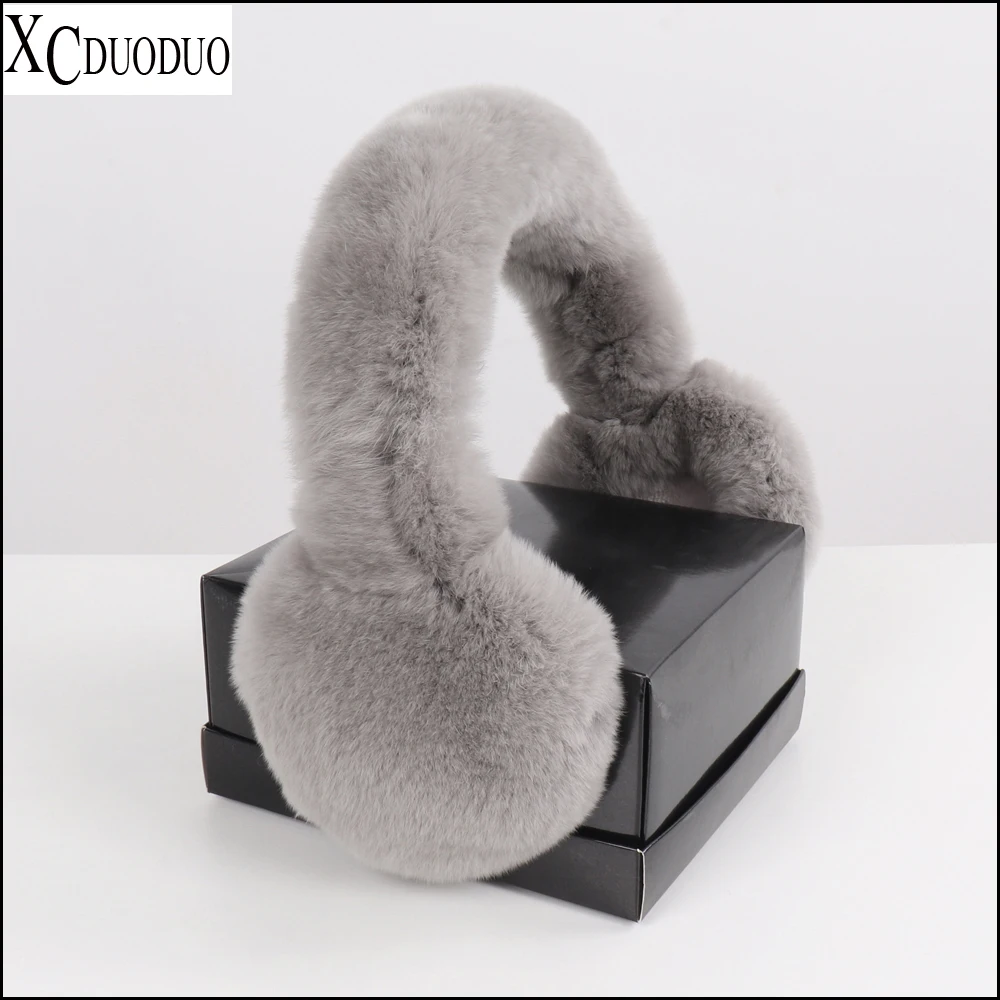 

Winter Outdoor Windproof Women Real Rex Rabbit Fur Earmuffs Rex Rabbit Fur Earmuff Lovely Girl Genuine Rex Rabbit Fur Ear-caps