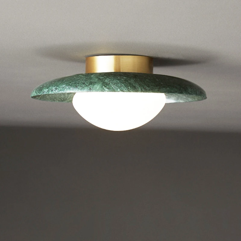 

Luxury Marble Ceiling Light Interior Foyer Bedroom Dining Room White Black Green Stone Lamp On Ceiling for Corridor Aisle