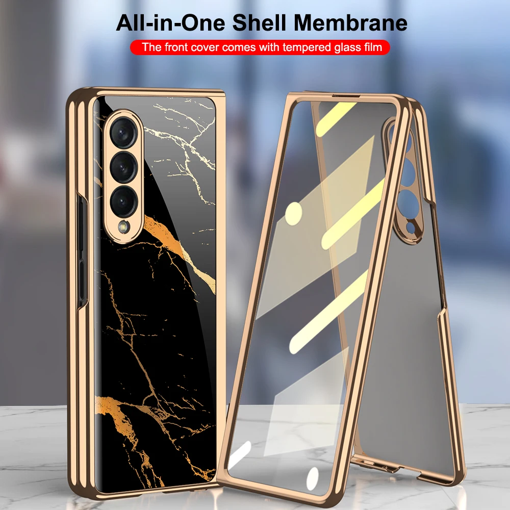 W22 Samsung Folding Screen Phone Case Galaxy Z Fold 3 5G 360°All-Inclusive Electroplating Cover Samaung Galaxy Z Fold 3 5G Cases