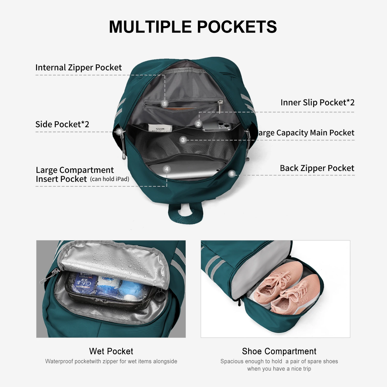 Водонепроницаемый Нейлоновый Рюкзак Унисекс С Отделением Для Обуви Сумка