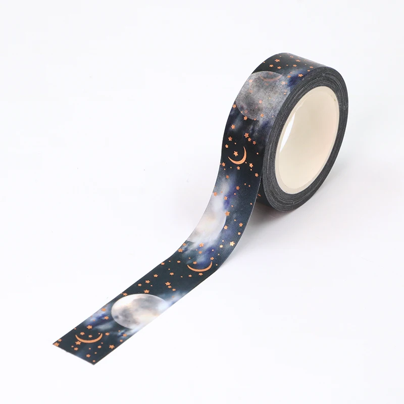 2022 NEW  1 PC/Lot Decorative Gold Foil Stars and Moon Night Washi Tape Planner Adhesive Masking Tape Cute Stationery
