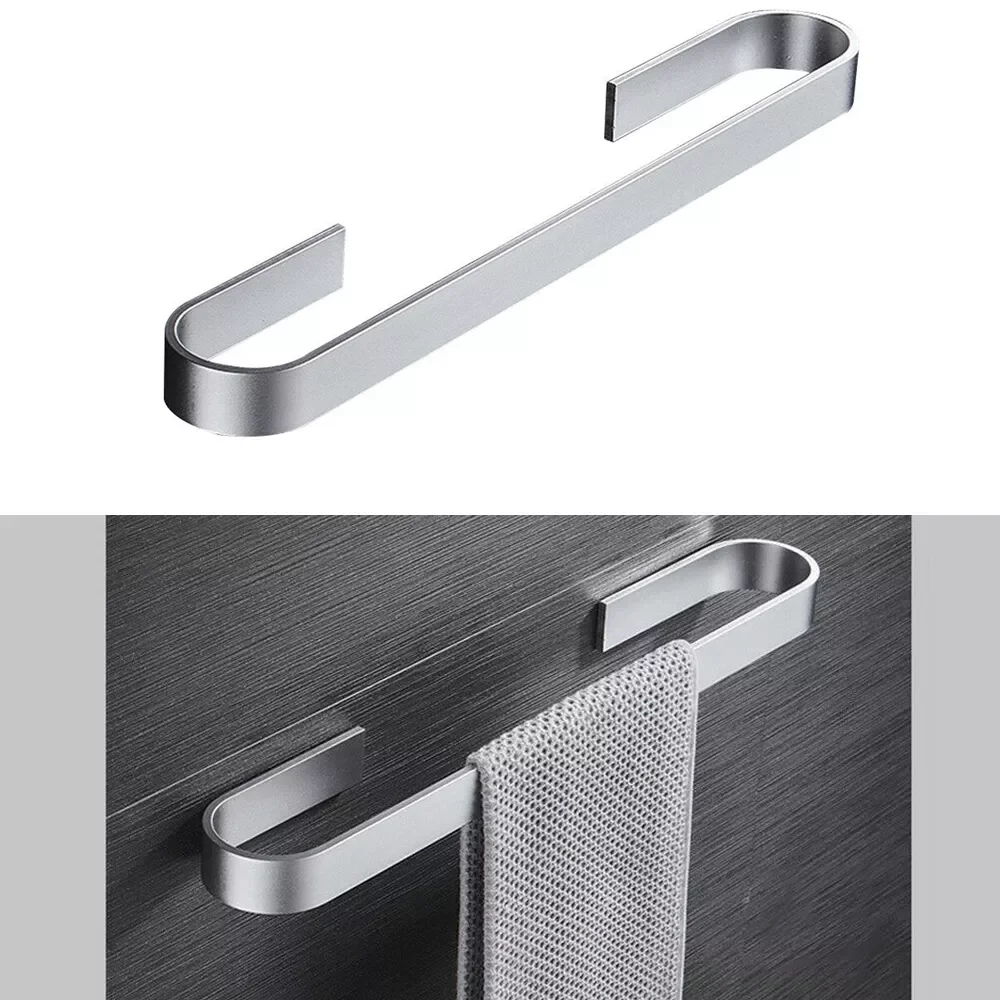 

Black Silver 304 Stainless Steel Kitchen Storage Shelf Towel Holder Bathroom Towcls Rack Hanger Wall Hanging Towel Bar Organizer