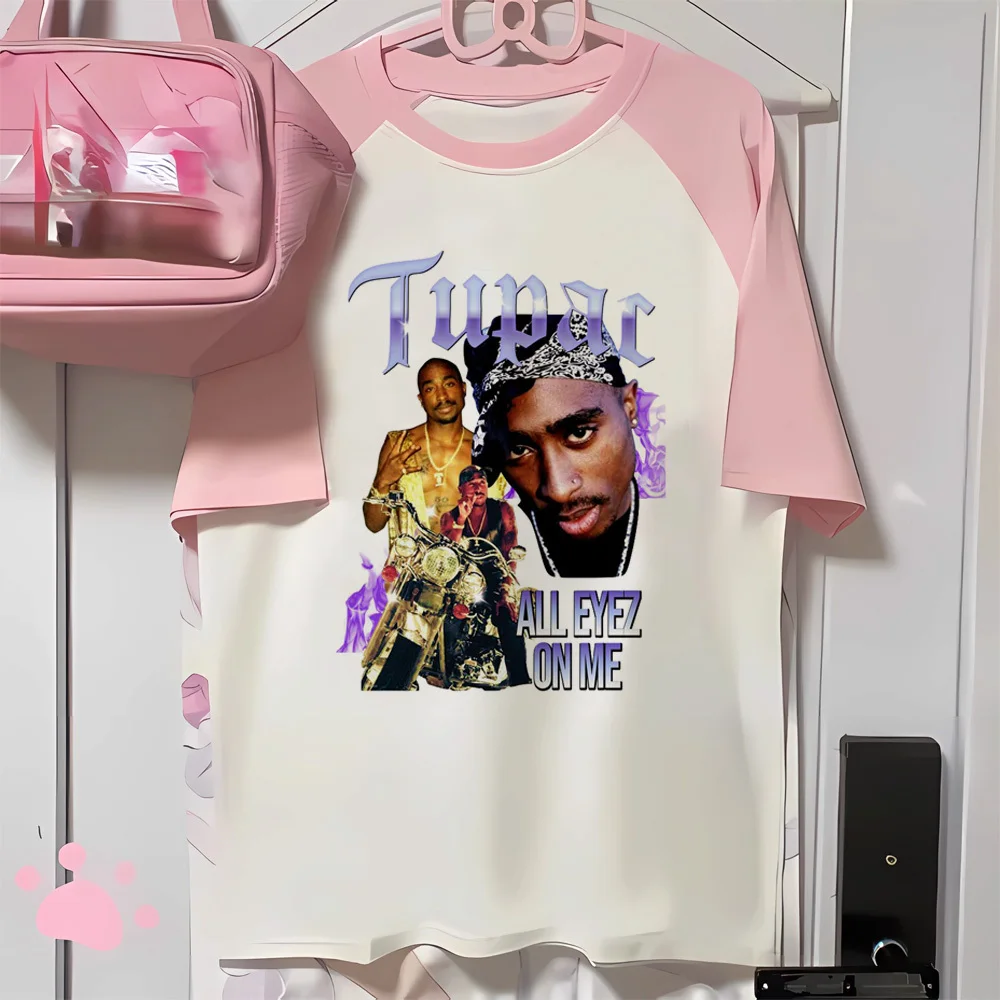 Женская футболка Tupac модная в стиле хип-хоп с графикой цифровая 2000-х годов гранж