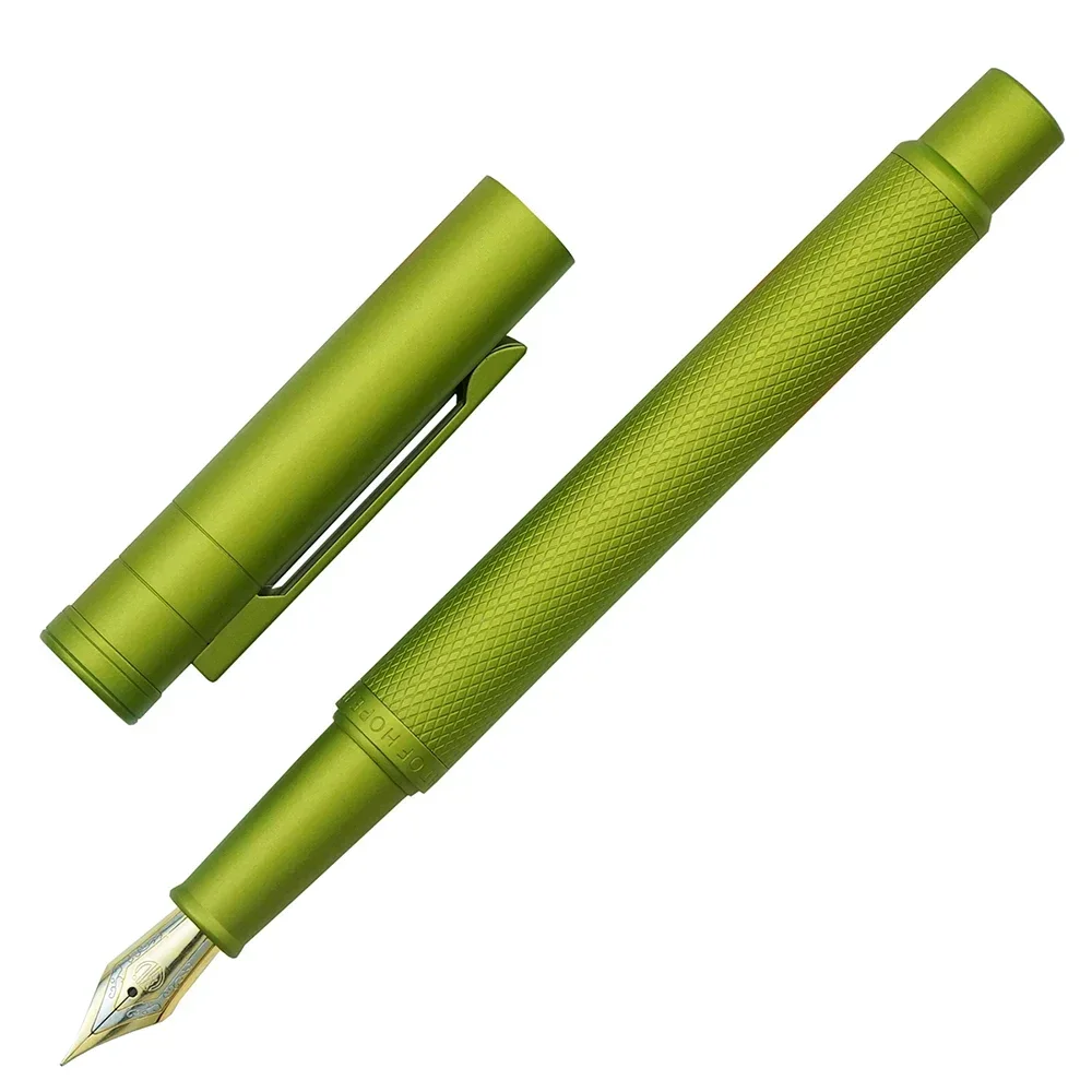 Ручка перьевая Hongdian с зеленым лесом металлическая золотым наконечником