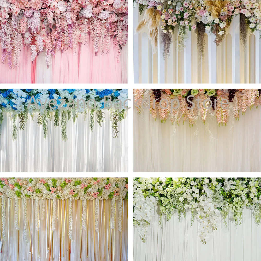

Avezano Wedding Backdrops Spring Flowers Curtain Girl Birthday Party Decor Photography Background Photo Studio Props Photozone